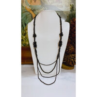DÂY CHUYỀN MẶT ĐÁ ĐEN SECONDHAND TRANG SỨC SI NHẬT BẢN BOU JEWELRY VINTAGE