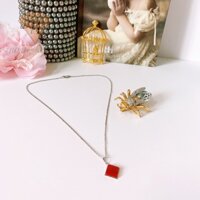 DÂY CHUYỀN MẶT ĐÁ ĐỎ SECONDHAND NHẬT BẢN BOU JEWELRY VINTAGE MÃ VC134