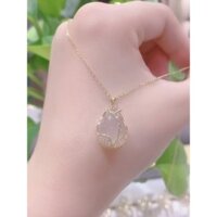 Dây chuyền mặt dây chuyền hoa tulip đá mắt mèo sang trọng cho phụ nữ, dây chuyền đa năng của người nổi tiếng internet, dây chuyền xương đòn bằng thép titan không phai màu, thiết kế cao cấp