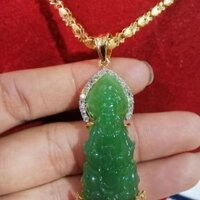 Đây chuyền mạt Phật bằng đá ngọc  mạ vàng 18k siêu bền đẹp và siêu sáng bóng