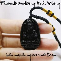 Dây chuyền mặt phật Phổ Hiền Bồ Tát - Phật bản mệnh tuổi Thìn, Tỵ ( Đá đen - Dây dù )