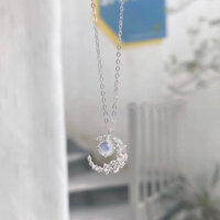 Dây chuyền mặt trăng đá moonstone - NIEU SILVER