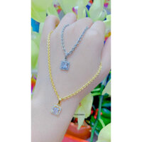 Dây chuyền mẫu hoa, vuông xi vàng 18k và xi bạch kim