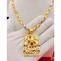 Dây chuyền nam 2 màu vàng trắng mặt rồng ôm ngọc