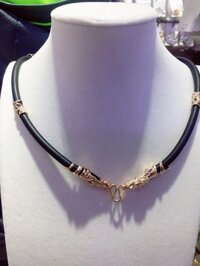 Dây chuyền nam cao su bọc rồng dát vàng 24k