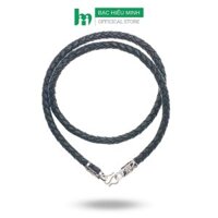 Dây Chuyền Nam Da  Bò Thật Bọc Đầu Bạc Ta S99 Hình Bọ Cạp BẠC HIỂU MINH DDN026