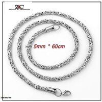 Dây chuyền nam inox cao cấp kiểu xoắn màu trắng không đen