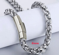 Dây chuyền nam inox kiểu xoắn 6ly khóa vip hình lục giác độc đáo, đem lại vẻ đẹp cá tính cho người đeo - 45cm