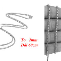 Dây chuyền nam inox thời trang kiểu bông dừa trangsucpt kích cỡ 2mm màu trắng thép không gỉ PTDCNA51