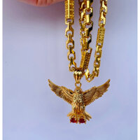 Dây chuyền nam mặt đại bàng gắn đá sành điệu mạ vàng xi LongQuan Jewelry