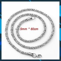 Dây chuyền nam titan cao cấp rẻ đẹp inox kiểu xoắn wakaha vn 5mm màu trắng PTDCNA160