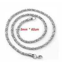 Dây chuyền nam titan cao cấp rẻ đẹp inox kiểu xoắn wakaha vn 5mm màu trắng PTDCNA160