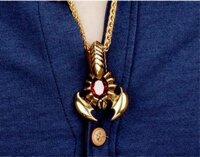 Dây chuyền nam titan nguyên chất mặt bọ cạp đính đá đỏ - hàng đúc đặc siêu bền màu vàng