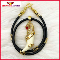 Dây chuyền nam trang sức vòng cổ dây cao su kèm mặt nanh rồng