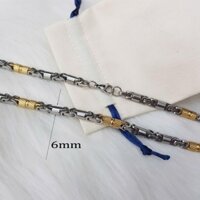 Dây chuyền nam trụ tròn trắng vàng bảng 6mm mẫu mới nam tính