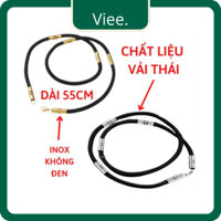 Dây chuyền nam vải dù đen bọc inox Thái Lan kim tiền may mắn tài lộc dài 50cm