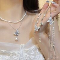 Dây chuyền ngọc trai hình bướm, nhẫn đơn đeo cổ