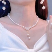 Dây Chuyền Ngọc Trai Thật Pha Lê Tinh Xảo Thời Trang Siêu Cổ Tích Dễ Phối Đồ Dành Cho Bạn Nữ Vòng Cổ