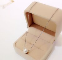 Dây Chuyền Nữ 1 Hạt Ngọc Trai Chất Liệu Thép Titan Ko Rỉ Ko Dị Ứng TITAN 988 - Bạc