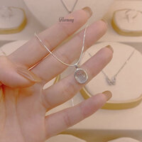 Dây chuyền nữ bạc 925 vòng cổ đá ngọc xanh biển Aquamarine nhân tạo Bluemoon nữ tính | HARMONY ACCESSORIES VC134