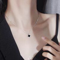 Dây chuyền nữ bạc 925 vòng cổ Cỏ 4 Lá đính đá đen Clover Necklace