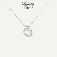 Dây chuyền nữ bạc 950 Quincy Silver vòng cổ bạc mặt trái tim hình tròn bao bên ngoài đính full đá lấp lánh sang trọng