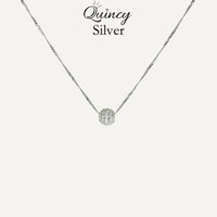 Dây chuyền nữ bạc 950 Quincy Silver vòng cổ mặt trái châu tròn đính đá đơn giản thanh lịch