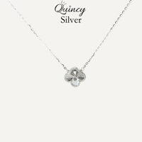 Dây chuyền nữ bạc 950 Quincy Silver, vòng cổ bạc mặt bông 4 cánh đính đá sang trọng