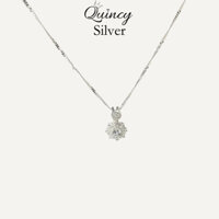 Dây chuyền nữ bạc 950 Quincy Silver vòng cổ bạc bông hoa hột tròn giữa đính full đá