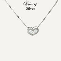 Dây chuyền nữ bạc 950 Quincy Silver vòng cổ mặt trái tim đính đá xinh xắn