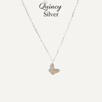 Dây chuyền nữ bạc 950 Quincy Silver mặt bướm nạm xà cừ trắng