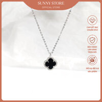 dây chuyền nữ bạc cỏ 4 lá đính đá đen Sunny Jewelry, vòng cổ bạc 925 cao cấp chính hãng