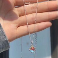 Dây chuyền nữ bạc s925 vòng cổ đá mặt trăng Moonstone lấp lánh-Diem Silver-DC09