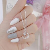 Dây chuyền nữ bạc ta - Dây chuyền mặt trăng gắn đá lấp lánh - Vàng bạc Khải Khải