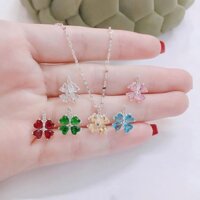 Dây Chuyền Nữ Bạc Ta Mặt Cỏ 4 Lá Bạc Đủ Màu, Vòng Cổ Mặt Bạc Phong Cách Hàn Quốc -  HG Jewelry