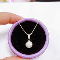Dây chuyền nữ bạc thật mặt cầu đính đá nhỏ xinh xắn LINH MIU SILVER