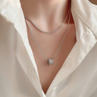 Dây chuyền nữ bạch kim, dây chuyền đính đá , dây chuyền xi vàng trắng, dây chuyền Unisex.