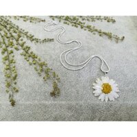 Dây chuyền nữ cá tính hoa cúc họa mi, Vòng cổ nữ đẹp hoa khô phủ epoxy trong suốt