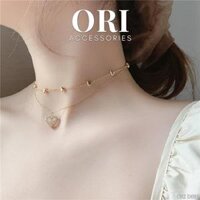 Dây chuyền nữ Chocker trái tim đính đá Calliope thời trang cá tính ORI ACCESSORIES D091