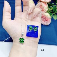 Dây Chuyền Nữ Dây chuyền Bạc 925 Dây Cỏ 4 Lá Vòng Cổ Bạc  Khuyên Tai Bông Tai Bạc