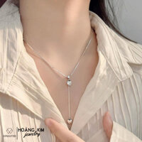 Dây chuyền nữ - Dây chuyền trái tim nhỏ 2 tầng nữ tính, dây chuyền dáng chữ Y - HKDC2