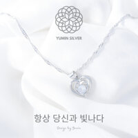 Dây Chuyền Nữ Double Heart Vòng Cổ Trái Tim Đính Đá PT950 Phong Cách Hàn Quốc Yu Silver
