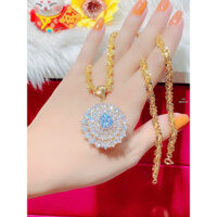 Dây chuyền nữ kiểu mặt xoàn xi vàng 18 cao cấp