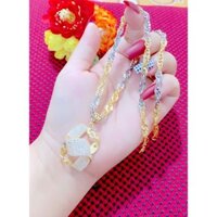 dây chuyền nữ kiểu xoắn 2 màu mặt xoàn màu vàng 18 cao cấp
