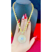 Dây chuyền nữ kiểu xoắn mặt xoàn lớn xi vàng 18 cao cấp