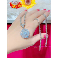 Dây chuyền nữ kiểu xoắn mặt xoàn mạ bạch kim cao cấp