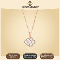 Dây chuyền nữ , Lắc tay nữ mạ vàng hồng 18K JIUZUAN cao cấp cỏ 4 lá đôi đem lại may mắn, sang trọng
