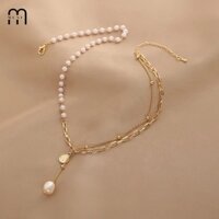 Dây chuyền nữ mạ vàng 18k vòng cổ ngọc trai nhân tạo phong cách Hàn Quốc phụ kiện trang sức Muse Accessories