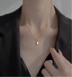 Dây Chuyền Nữ Mặt Thỏi Vàng Titan Không Han Rỉ TT4863