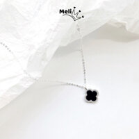 Dây chuyền nữ MELI, vòng cổ mặt cỏ 4 lá màu đen thanh lịch DC04